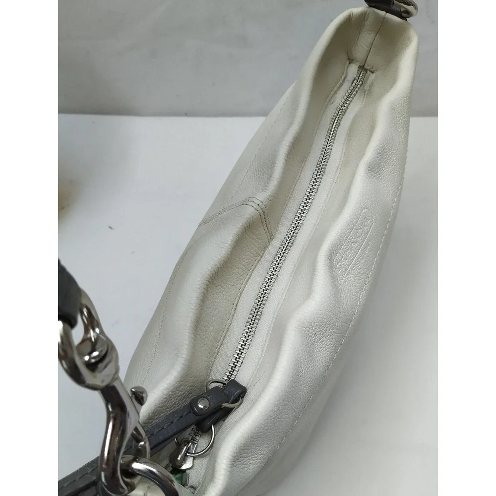 Coach Zoe White Leather Zipper Closure Hobo Shoulder Bag